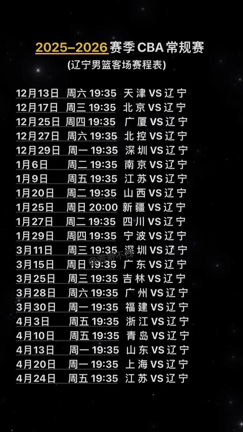 辽宁男篮的赛程表？辽宁男篮赛程表2024？