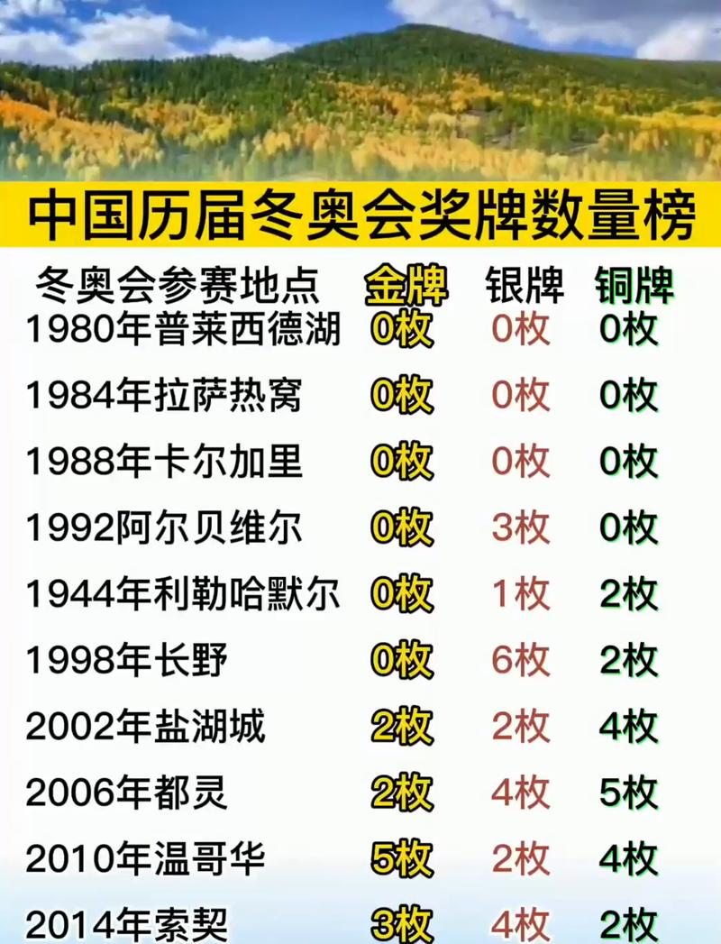 2022冬奥会奖牌榜中国第几名，冬奥会奖牌榜 中国